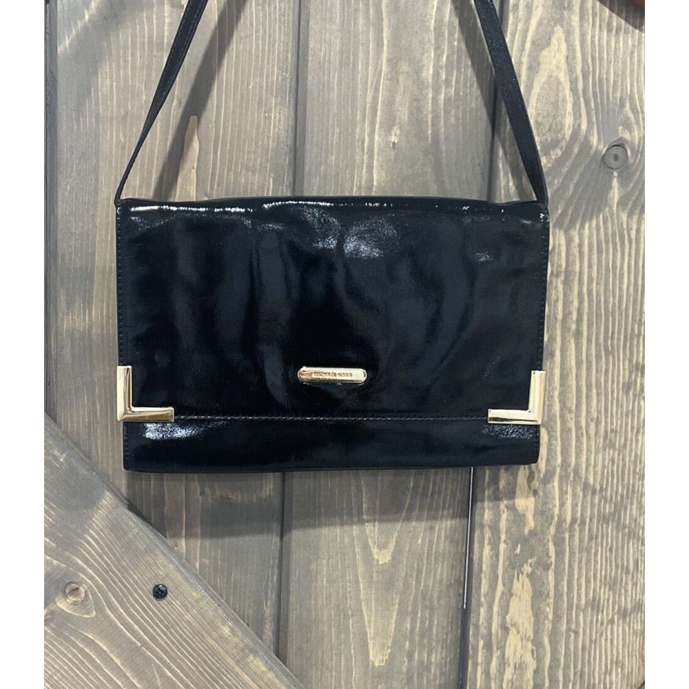 MICHAEL KORS Beverly Black Patent Leather Clutch Shoulder Bag